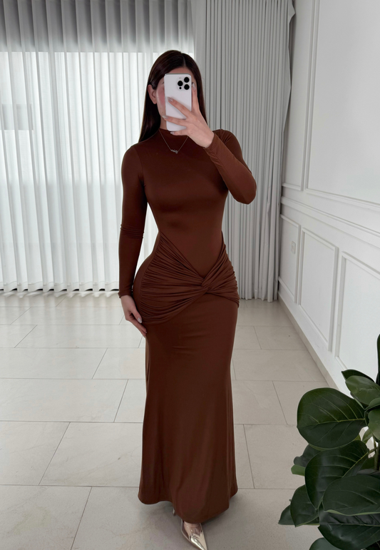 Vestido Drapped Brown