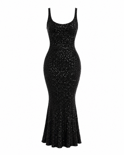 Vestido Maxi Sequin Black