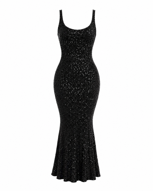 Vestido Maxi Sequin Black