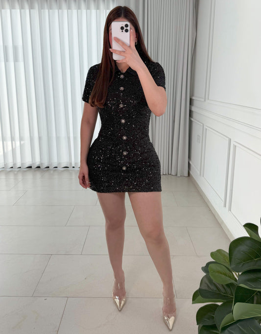 Vestido Sequin Mini Black